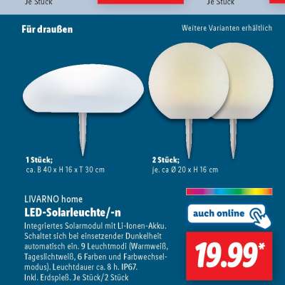 LIVARNO home LED-Solarleuchte/-n