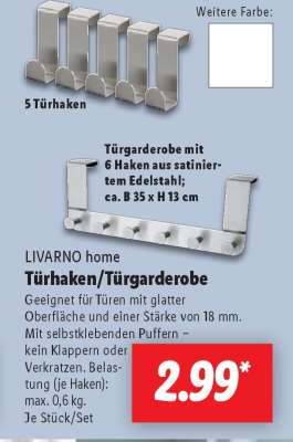 LIVARNO home Türhaken/Türgarderobe
