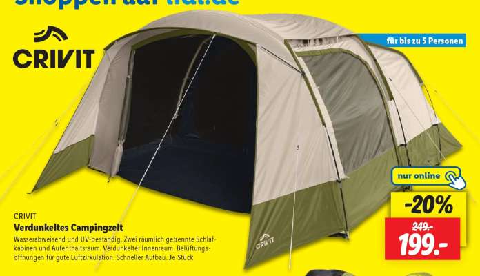 CRIVIT Verdunkeltes Campingzelt