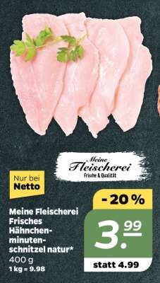 Meine Fleischerei Frisches Hähnchen-minutenschnitzel natur