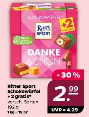 Ritter Sport Schokowürfel + 2 gratis