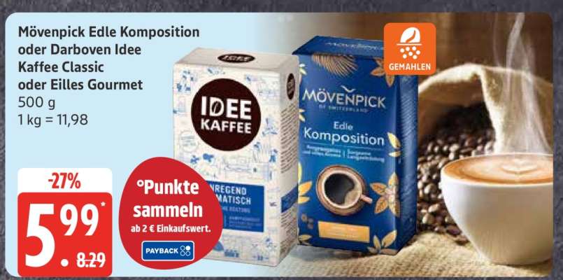 Mövenpick Edle Komposition oder Dallmayr Idee Kaffee Classic oder Eilles Gourmet
