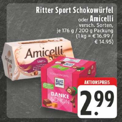 Ritter Sport Schokowürfel oder Amicelli
