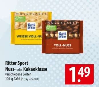 Ritter Sport Nuss- oder Kakaoklasse