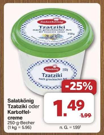 Salatkönig Tzatziki oder Kartoffelcreme