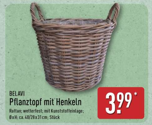 BELAVI Pflanztopf mit Henkeln