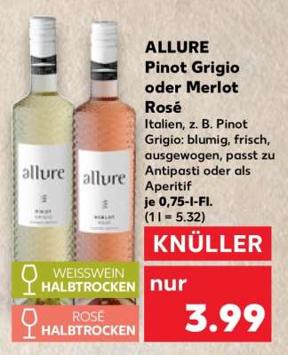 ALLURE Pinot Grigio oder Merlot Rosé