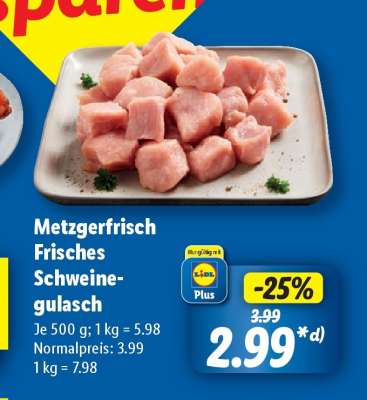 Metzgerfrisch Frisches Schweinegulasch