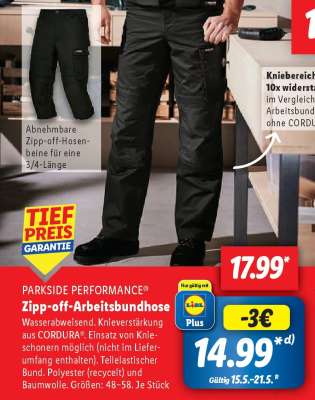 Zipp-off-Arbeitsbundhose