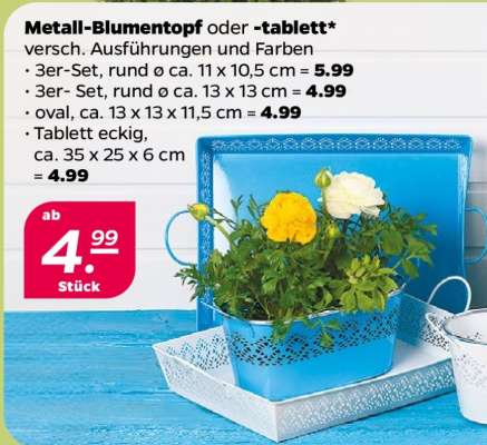 Metall-Blumentopf oder -tablett