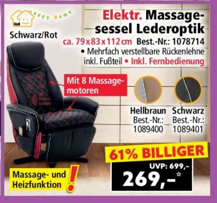 Elektr. Massagesessel Lederoptik