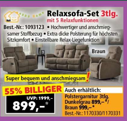 Relaxsofa-Set 3tlg.