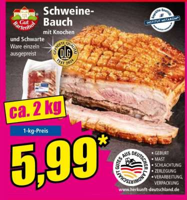 Schweine-Bauch mit Knochen
