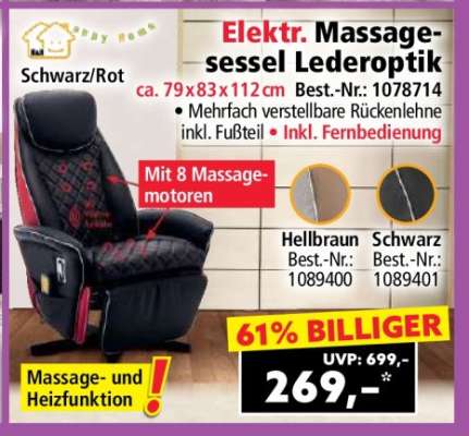 Elektr. Massagesessel Lederoptik