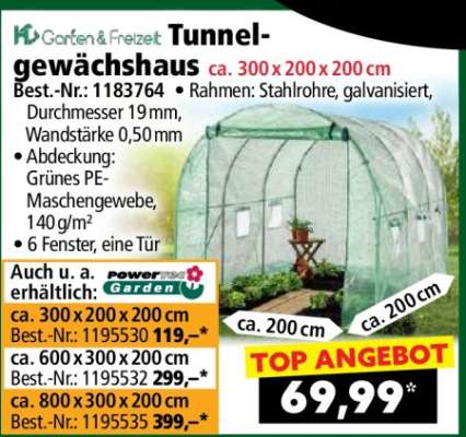 Tunnelgewächshaus ca. 300 x 200 x 200 cm