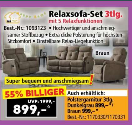 Relaxsofa-Set 3tlg.