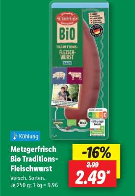 Metzgerfrisch Bio Traditions- Fleischwurst