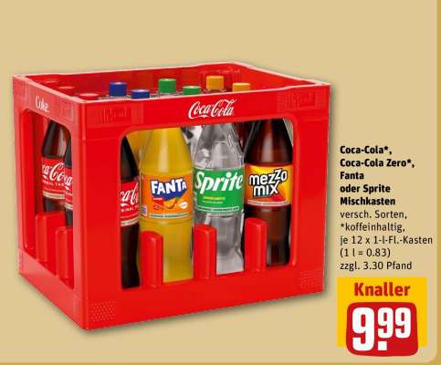 Coca-Cola*, Coca-Cola Zero*, Fanta oder Sprite Mischkasten