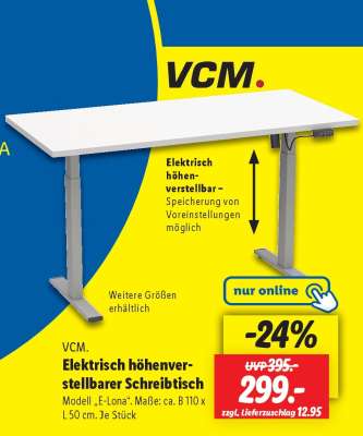 VCM. Elektrisch höhenverstellbarer Schreibtisch