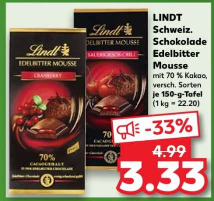LINDT Schweiz. Schokolade Edelbitter Mousse