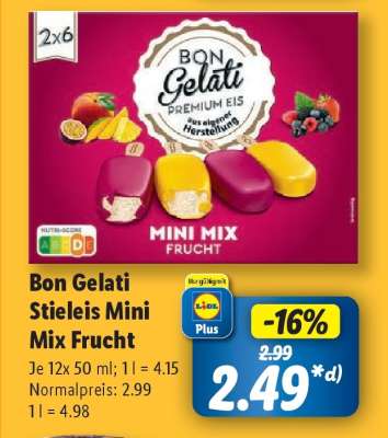 Bon Gelati Stieleis Mini Mix Frucht