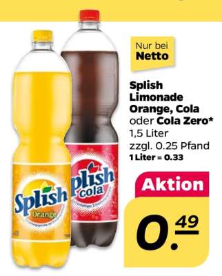 Splish Limonade Orange, Cola oder Cola Zero