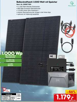 Balkonkraftwerk 1.000 Watt mit Speicher