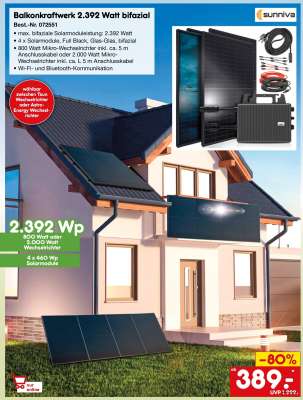Balkonkraftwerk 2.392 Watt bifazial