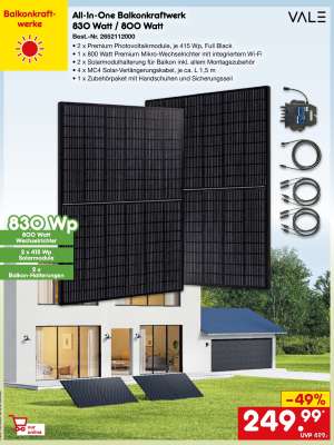 All-In-One Balkonkraftwerk 830 Watt / 800 Watt