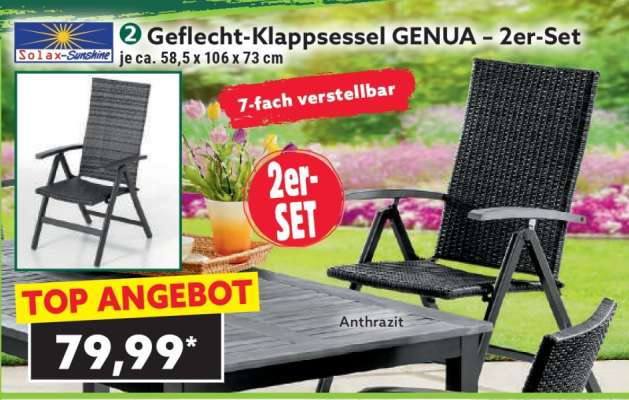 Geflecht-Klappsessel GENUA – 2er-Set