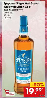 Speyburn Single Malt Scotch Whisky Bourbon Cask