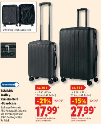 ESMARA Trolley-Reisekoffer/-Boardcase ca. 30 l