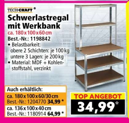 Schwerlastregal mit Werkbank