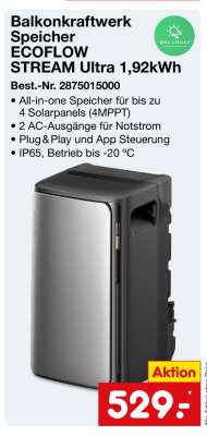 Balkonkraftwerk Speicher ECOFLOW STREAM Ultra 1,92kWh