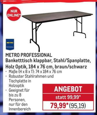 METRO PROFESSIONAL Banketttisch klappbar