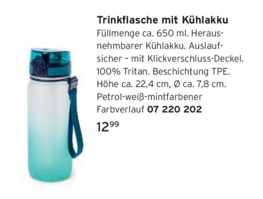 Trinkflasche mit Kühlakku