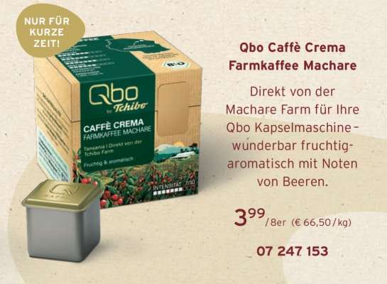 Qbo Caffè Crema Farmkaffee Machare