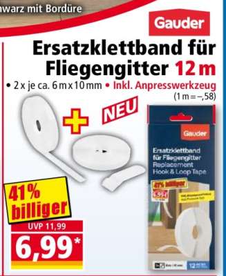 Ersatzklettband für Fliegengitter 12 m
