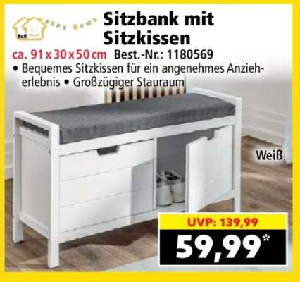Sitzbank mit Sitzkissen