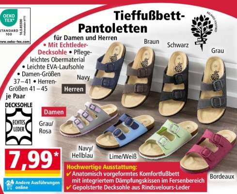 Tieffußbett- Pantoletten
