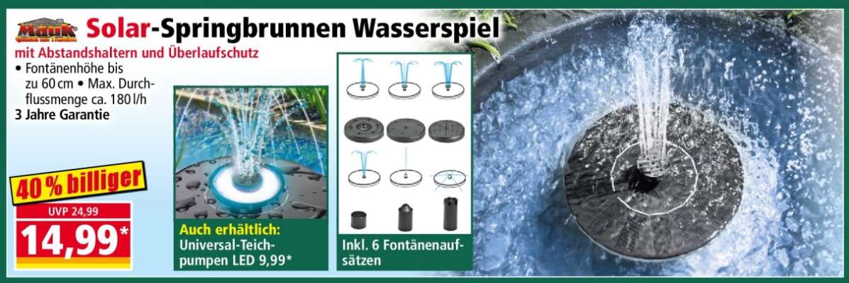 Solar-Springbrunnen Wasserspiel