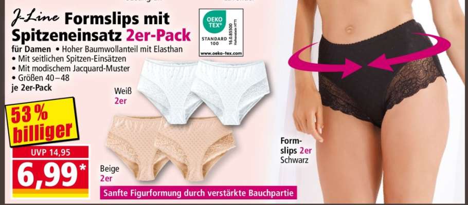 J-Line Formslips mit Spitzeneinsatz 2er-Pack