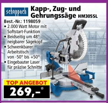 Kapp-, Zug- und Gehrungssäge HM305SL