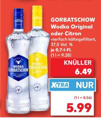 GORBATSCHOW Wodka Original oder Citron