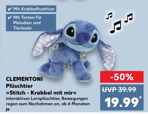 CLEMENTONI Plüschtier »Stitch – Krabbel mit mir«
