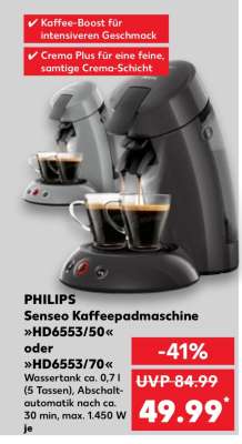 PHILIPS Senseo Kaffeepadmaschine »HD6553/50« oder »HD6553/70«
