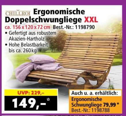 Ergonomische Doppelschwungliege XXL