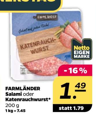 FARMLÄNDER Salami oder Katenrauchwurst