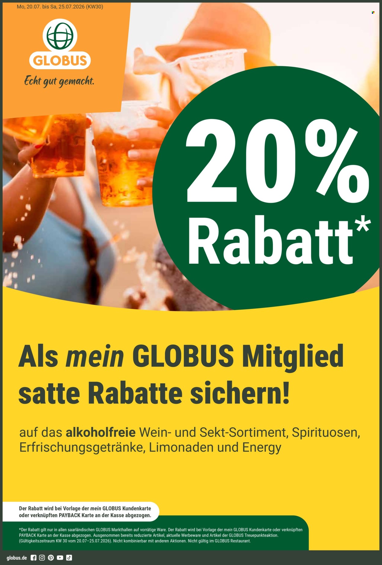 Globus Prospekte  - 20.7.2026 - 25.7.2026. Seite 1