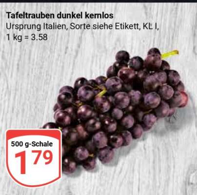 Tafeltrauben dunkel kernlos